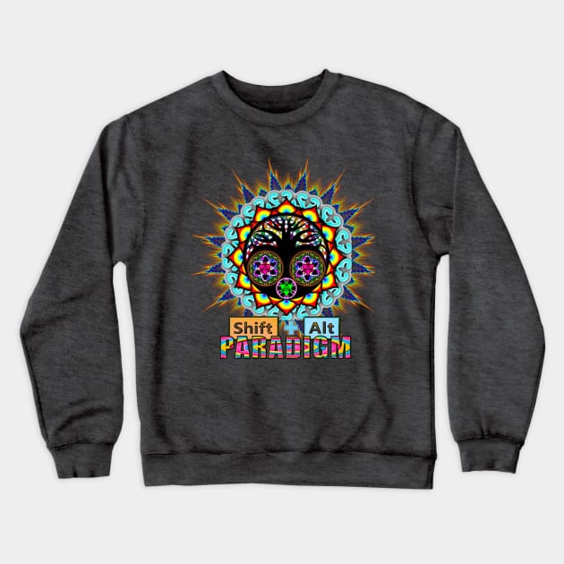 Shift Alt Paradigm Sacred Geometry Science Merkaba Tree of Life Flower of Life Atom Logo Crewneck Sweatshirt by ShiftAltParadigm